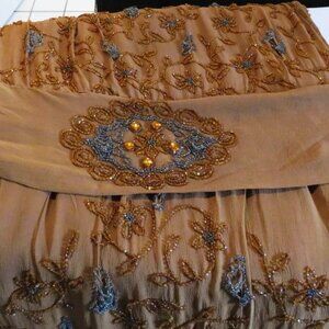 Antique 1920s Brown Beaded Flapper Evening Dress